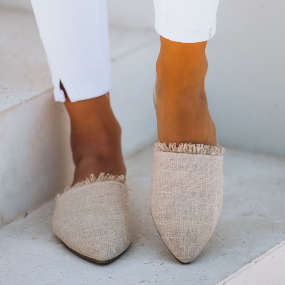 Natural | Woven Fringe Flat Mule - Picture 7 of 8
